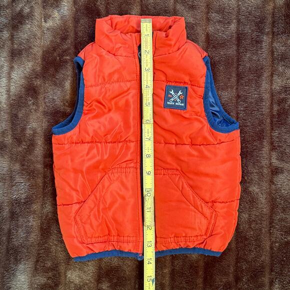 Kids Headquarters 12 Mo. Orange Puffy Vest with "TRUCK REPAIR" Logo - Picture 4 of 7